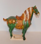 Large Vintage Tang Dynasty Green Tri-color Glazed Ceramic Horse Statue 14  