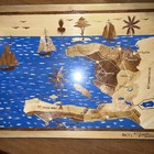 Unique Haiti Art Banana Bark Map Signx Joseph Sandral Caribbean Isle Nautical