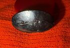 Vintage Russian Wooden Hand Painted Black Laquered Brooch Pin With Ships An Sail