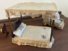 Vintage Doll House Beds Set Of 3 Cradle And 4 Post Canopy Bed Handmade 1940   s