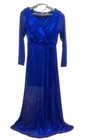 Royal Blue Sequin Dress Maxi Long Sleeve For Women V Neck Formalwear Party Dress