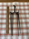 18th Century Hand Forged Iron Skewer Rack   4 Skewers  Good Prim Hearth Item