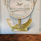 Antique Victorian Embossed Scrap Trade Card Pink Roses Winter Bird No 393