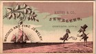 Antique Bird   Top Hat  Pocket Watch  Chain Boss Pat Case Trade Card Corydon  Ia