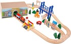 52 Pcs Deluxe Wooden Train Set With Storage Box   Tunnel Compatible With Thomas