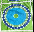 Vintage Mid-century Modern Comforter In Turquoise  Blue   White  Zz441