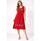 Handmade Mexican Dress M Red Embroidered Muumuu Floral Crochet Boho Hippie Midi
