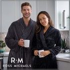 Ross Michaels Mens Robe Hooded Wrap Style  Mid Length Plush Fleece Bathrobe G   