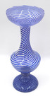 Saint Louis France Art Glass Vase Blue And White Strip On A Clear Glass Vase