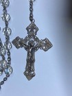 Vintage Sterling Chapel Rosary With Ab Crystal Beads - Ornate Crucifix