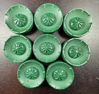8 Vintage Green Molded Plastic Shank Buttons     28mm     Starburst Mid Century
