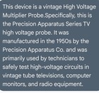 High Voltage Multiplier Probe
