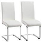 Set Of 2 Ergonomic High Back Dining Chairs Faux Leather Metal Legs Comfortable