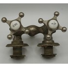 Antique Sink   Bath Tub Faucet W  Porcelain Top Hot Cold Levers Victorian