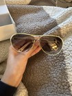 Dior Aviator Sunglasses Gold Metal Frame Brown Tinted Plastic Lenses