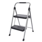 2-step Foldable Steel Step Stool  Gray   Black  Holds Up To 225 Lb