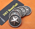 Set Of 10 Vintage Nickle Round Rope Edge Star Saddle Leathercraft Conchos 1-1 4 