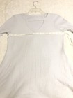 Women s S m Lt Gray Waffle Knit Shirt Long Sleeves Keyhole V-neck Nwot