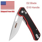 4 25   Folding Knife With G10 Handle D2 Blade Axis Lock Pocket Knife With Clip