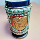 Antique Original King Werk German Beer Stein Gold Eagle Crest With Pewter Lid