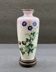 Antique Japanese Meiji Ginbari Cloisonne 5  Floral Purple   Silver W  Orig  Box
