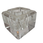 Vintage Antique Clear Heavy Glass Inkwell 2 5  X 2 5  X 2  High And 15 3 Oz 