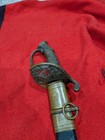 Civil War Model 1850 Foot Officers Sword Etched No Makers Mark  Leather Scabbard