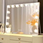 Hollywood Vanity Mirror With Lights 15 Led Bulbs 3 Color Modes Usb Touch
