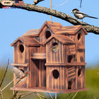 Mixumon Wooden Bird Houses For Outside 10 Rooms Multi-chamber Bird House Carb