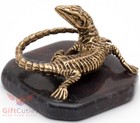 Solid Brass Figurine Of The Lizard On A Stone Talisman Ironwork