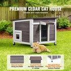 Outdoor Cat House Wooden Feral Cat Shelter With Roof Door Flaps   Window