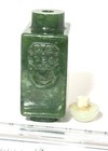 Chinese Carved 18th-19th Century Jade Snuff Bottle Hallowed W Mask   Loop Handle
