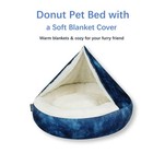 Cozy Soft Dog Bed With Hooded Blanket Warm Calming Cat Cave For Small Medium    