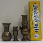 3 Vintage 1920 s Miniature Brass Doll House Size oil Lamp   2 Vases All Original