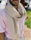 R  mulo Arce Large Beige Alpaca Scarf Unisex Solid Wool With Fringe