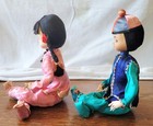 Pair Of Vtg 1940s-1960s Chinese Male And Female Souvenier Dolls