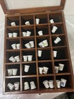 Thimble Display Case With 38 Assorted Vintage Thimbles Made In Taiwan