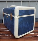 Vintage 50s Samsonite Train Case Cosmetic Carry-on Case Faux Marbled Blue Motif