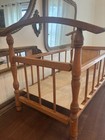 Vintage Baby Doll Crib Cradle  1950   s Rocking Cradle Wood Bed