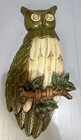 Vintage 1969 Mcm Metal Wall Owls Green Plaques Retro Sexton Usa Set Of 2