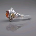 Very Old Antique Vintage Art Deco Sterling Silver Chinese Amber Ring 1900-1949