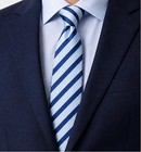 Extra Long Mens Tie Woven Jacquard Blue Stripe Xl Necktie 60 Inch 160cm 2pcs Set