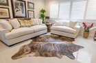 Brindle Exotic Brown Genuine Cowhide Rug Large Leather Hair On Cow Hide Tricolor