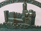 Vtg Brass Chanukah 9 Candle Menorah Wailing Wall Made In Israel Blue Chanukkiy