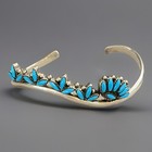 Southwestern Style Sterling Silver 925 Needlepoint Turquoise Cuff Bracelet