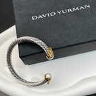 David Yurman 925 Silver  Cuff  7mm Pearl Bracelet Size M  6-7 Inches
