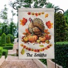 Personalized Turkey Happy Thanksgiving Maple Leaves Flag  Fall Garden Flag