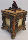 Vintage Floral Jewelry Trinket Picture Box Resin Grapes Vines Footed Lid Ornate