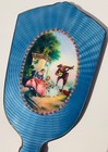 Antique Hand Painted Enamel Sterling Silver Vanity Dresser Set Guilloche Austria