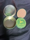 6 Pc John Deere Metal Coasters W cork Bottoms   Collectible Storage Tin